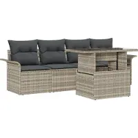 vidaXL Ensemble de canapés de jardin avec coussins, 5 pièces, gris clair, rotin synthétique