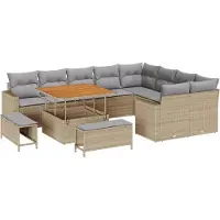 vidaXL Ensemble de canapé de jardin 12 pcs Beige Poly-Rattan