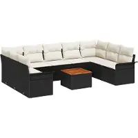 vidaXL Ensemble de canapés de jardin , 10 pièces, 9 places, noir et crème