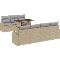 vidaXL Ensemble de canapé de jardin avec coussins avec mémoire 8 pcs Beige Poly Rattan