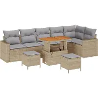 vidaXL Ensemble de canapé de jardin 9 pcs Beige Poly-Rattan