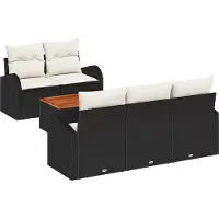 vidaXL Ensemble de canapés de jardin avec rangement, 6 pièces, noir et crème, en polyrotin