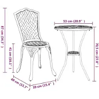 vidaXL Ensemble de jardin Bistro 3 pcs blanc aluminium