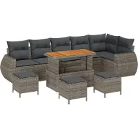 vidaXL Ensemble de canapés de jardin , 10 pièces, gris, en polyrotin