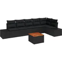 vidaXL Ensemble canapé de jardin avec coffre de rangement 7 pièces Noir Poly-rotin