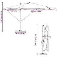 vidaXL Parasol , 351 x 250 x 260 cm, polyester et aluminium, couleur taupe