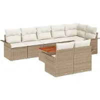 vidaXL Ensemble de canapés de jardin avec rangement, 9 pièces, beige et crème, en polyrotin
