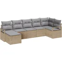 vidaXL Ensemble de canapés avec coussins 7 pcs Beige Poly Rattan