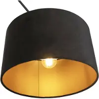 QAZQA Suspension noire avec abat-jour en velours noir et or 35 cm - Blitz