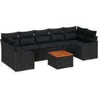 vidaXL Ensemble de canapés de jardin , 8 pièces, noir, en résine tressée