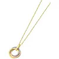 Lotus Collier Femme Lotus Lu00008/42 En Or 9k - Pendentif Trois Anneaux Entrelacés Et Oxydes