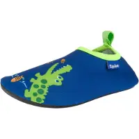 Playshoes Chaussures ouvertes 'Krokodil' bleu / citron vert