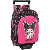 Hello Kitty Kuromi Sac à dos à roulettes Noir,Rose Noir,Rose One Size