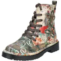 LAURA VITA Bottines à lacets beige clair / bleu clair / gris / rouge vif