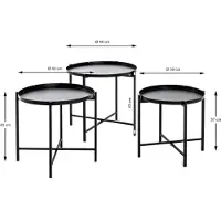 Haku Ensemble de tables d'appoint | Trois tables | Noir