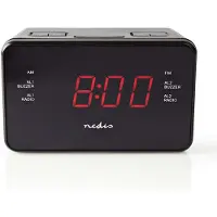Nedis Radio-réveil numérique | Affichage LED | 1x 3.5 mm Entrée audio | Projection de l'heure | AM/FM | Fonction Snooze | Minuteur de sommeil | Nombre d'alarmes : 2 | Noir