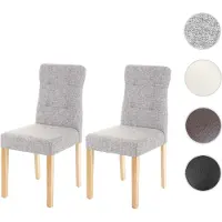 Mendler 2x chaise de salle à manger HWC-E58, fauteuil tissu gris, pieds clairs