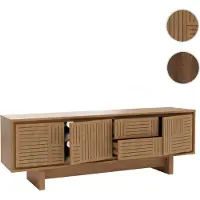 Mendler Meuble TV HWC-O34, meuble TV, table TV, meuble bas, commode, tiroirs, étagères, mélamine 51,5x150x39,5cm Orme naturel