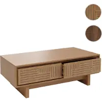 Mendler Table basse HWC-O33, table de salon, table d'appoint, 2 tiroirs, 2 compartiments, mélamine 40 x 120 x 60 cm orme naturel
