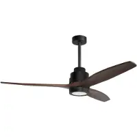 Nova Luce Sabal - ventilateur de plafond avec lumière et télécommande - Ø 132 x 48 cm - 12W LED inclus - brun et noir mat