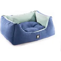 Martin sellier Martin-Sellier - Corbeille Domino Pour Chien - Suédine Gris & Bleu (70cm X 60cm)