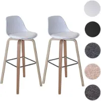 Mendler 2x Tabouret De Bar Palmdale, Chaise De Comptoir Avec Dossier Tissu, Blanc