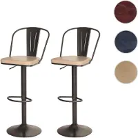 Mendler Lot de 2 tabourets de bar HWC-H10a, tabouret de bar, hauteur réglable pivotant Industrial similicuir métal vintage beige