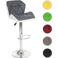 Mendler Tabouret de bar HWC-A92, tabouret de bar, cuir synthétique réglable en hauteur gris