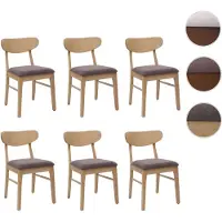 Mendler Lot de 6 chaises de salle à manger HWC-M59, chaise de cuisine, tissu/textile bois massif piétement clair, taupe