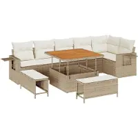vidaXL Ensemble de canapé de jardin avec coussins 11 pcs Beige et Crème Poly-Rotin