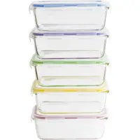 Pebbly Boîte Hermétique Pebbly Rectangulaire Plastic 850 ml (5-Pièces)