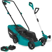 Vonroc Cordless Lawn Mower and Grass Trimmer 20V | Complete set incl. 4.0Ah Battery and charger