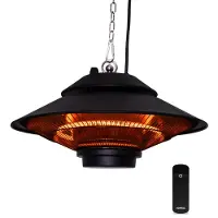 Vonroc Chauffage de terrasse - Suspendu & Infrarouge - 1500 W - Ø50 x 10 cm - Noir
