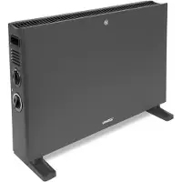 Vonroc Chauffage électrique - Convecteur avec ventilateur de radiateur intégré - 2 réglages : 1250W/2000W - Thermostat réglable - Chauffe les pièces jusqu'à 24m2 - Design moderne - Gris