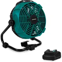 Vonroc Ventilateur sans fil 20V - batterie hybride ou alimentation AC | Adaptateur AC inclue - batterie 4.0Ah et chargeur rapide inclue