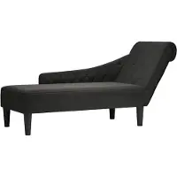 vidaXL Chaise longue avec coussin et accoudoir droit Tissu noir