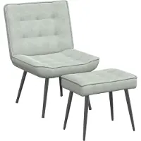 vidaXL Fauteuil relax avec pouf gris clair velours