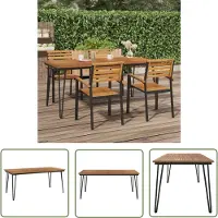 The Living Store Table de jardin pieds de table en épingle à cheveux 180x90x75 cm Acacia massif