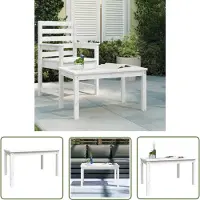 The Living Store Table de jardin blanche 82,5x50,5x45 cm pin massif