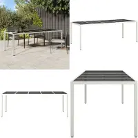 vidaXL Table de jardin blanc 250x100x75 cm Poly rotin et verre trempé - Table de jardin - Tables de jardin - Table extérieure - Table de terrasse
