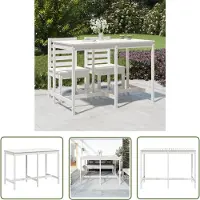 The Living Store Table de jardin blanche 159,5x82,5x110 cm pin massif