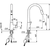Hansa DESIGNO Style Comfort Robinet de cuisine, montage au sol, saillie 231mm, 5136228333
