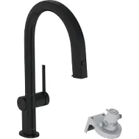 Hansgrohe Aqittura M91, système de filtration, douchette extractible, 1 jet, système sBox, finition noir mat