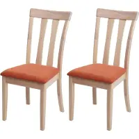 Mendler 2x chaise de salle à manger HWC-G46 tissu/textile bois massif cadre naturel, orange