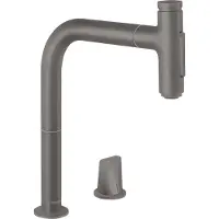 Hansgrohe robinet de cuisine Metris Select M71, monocommande, 2 trous, finition noir brossé, douchette extractible, 2 jets, système sBox