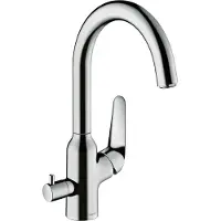 Hansgrohe robinet de cuisine monocommande Focus M42, hauteur 220 mm, avec valve d'arrêt intégrée, 1 jet, finition chrome