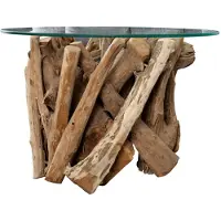 Invicta Plateau en verre de 50 cm, design en bois et verre, table moderne pour salon. ACHETER MAINTENANT