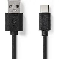 Nedis Câble USB | USB 2.0 | USB-A mâle | USB-C mâle | 2,5 W | 480 Mbps | Nickelé | 2,00 m | Rond | PVC | Noir | Étiquette