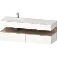 Duravit Collection One lavabo à encastrer avec meuble sous-vasque en console, 1600x550x600mm, niche en chêne mamelonné, vasque à gauche, QA4795055220000