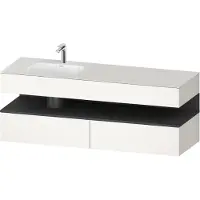 Duravit Collection One lavabo à encastrer avec meuble sous-vasque en console, 1600x550x600mm, niche graphite mat, vasque à gauche, QA4795049840000